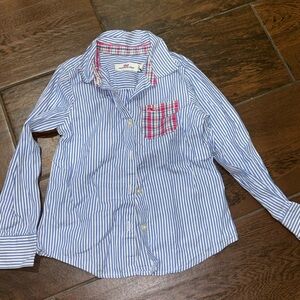Vineyard Vines Kids Blue Striped Shirt with Plaid Accent